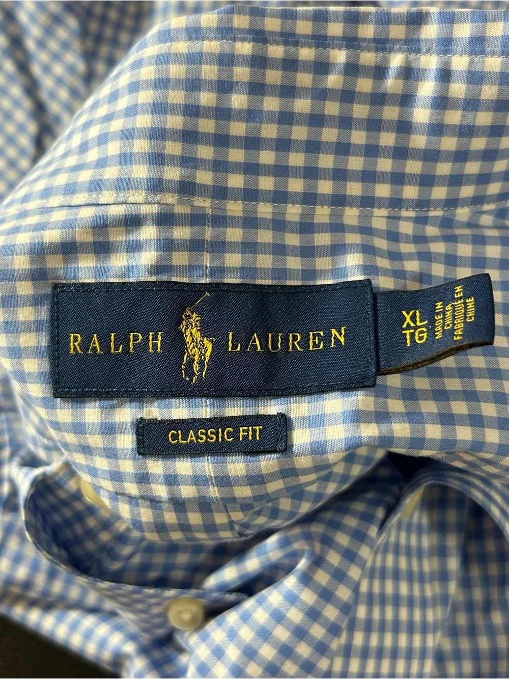 Ralph Lauren Men’s XL Blue Gingham Check Classic Fit Button Down Shirt